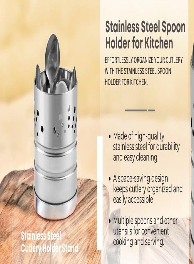 انيان حامل أدوات مائدة من الفولاذ المقاوم للصدأ من أنيان - منظم أدوات مطبخ ذاتي التصريف للملاعق والشوك والسكاكين وعيدان الطعام - صندوق تخزين أدوات المائدة - مقاوم للصدأ - عبوة من قطعة واحدة - Image 3